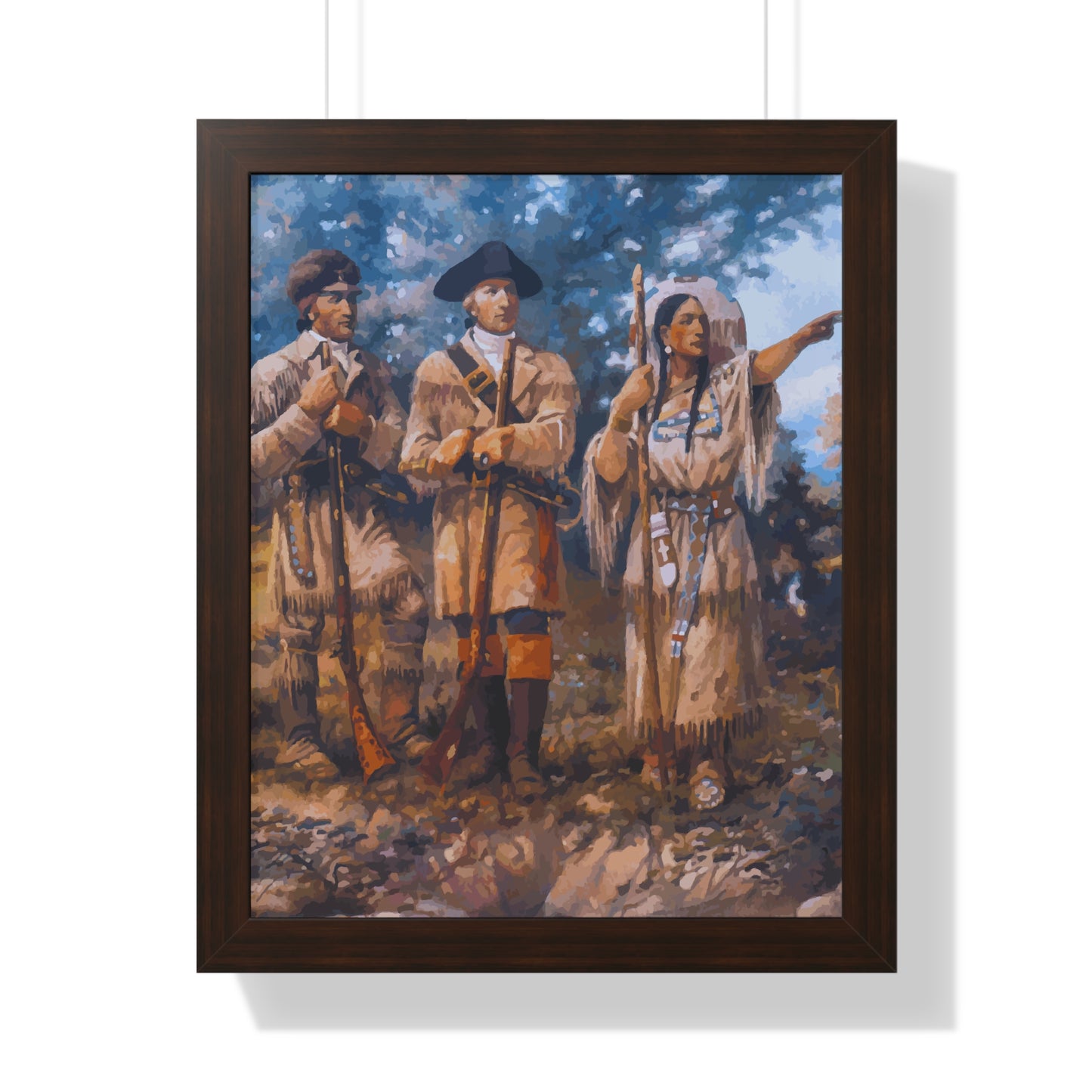 Meriwether Lewis, William Clark, and Sacagawea Framed Painting Poster