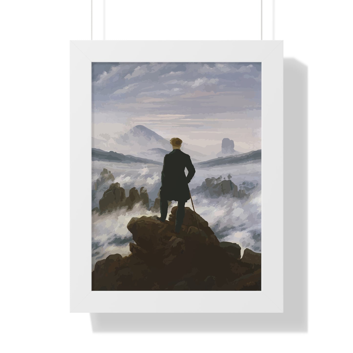 Historical Wanderer above the Fog Framed Painting Framed