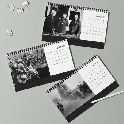 War History Desktop Calendar 2027 — World War I Vintage Photo Grid Calendar