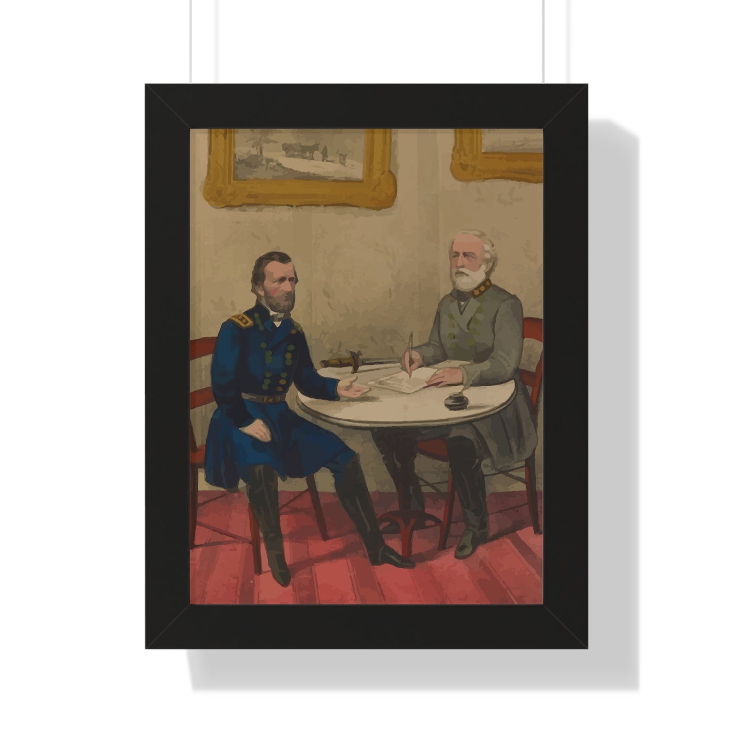 Robert E. Lee's Surrender at Appomattox Framed Painting Poster