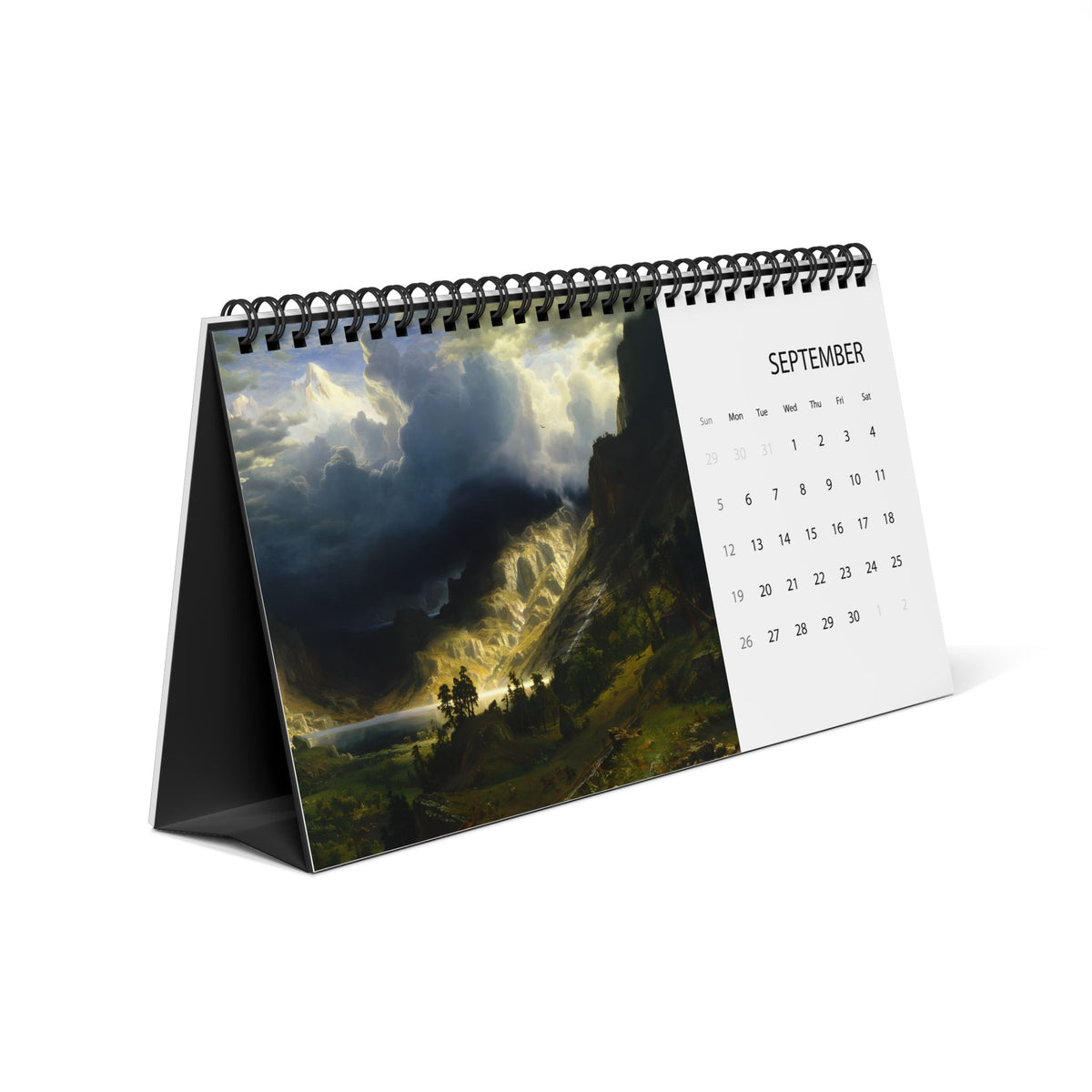 2027 Landscape Desk Calendar — Scenic Grid Desktop Calendar with Monthly Dates