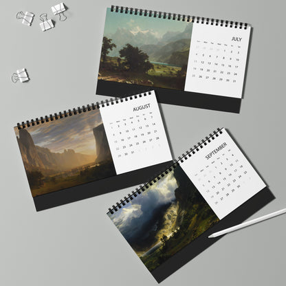 2027 Landscape Desk Calendar — Scenic Grid Desktop Calendar with Monthly Dates