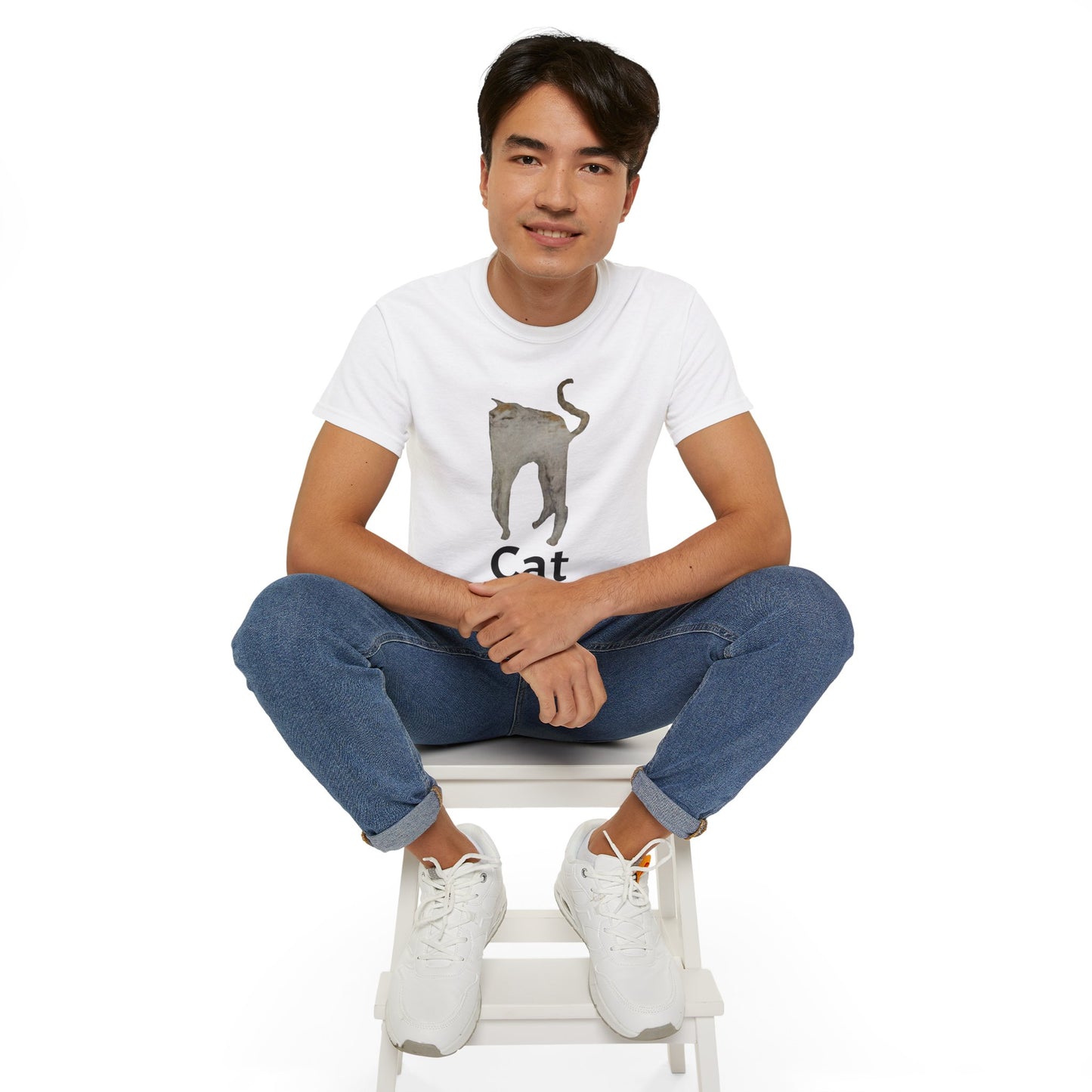 The White Cat Cutout Painting Unisex Ultra Cotton Shirt