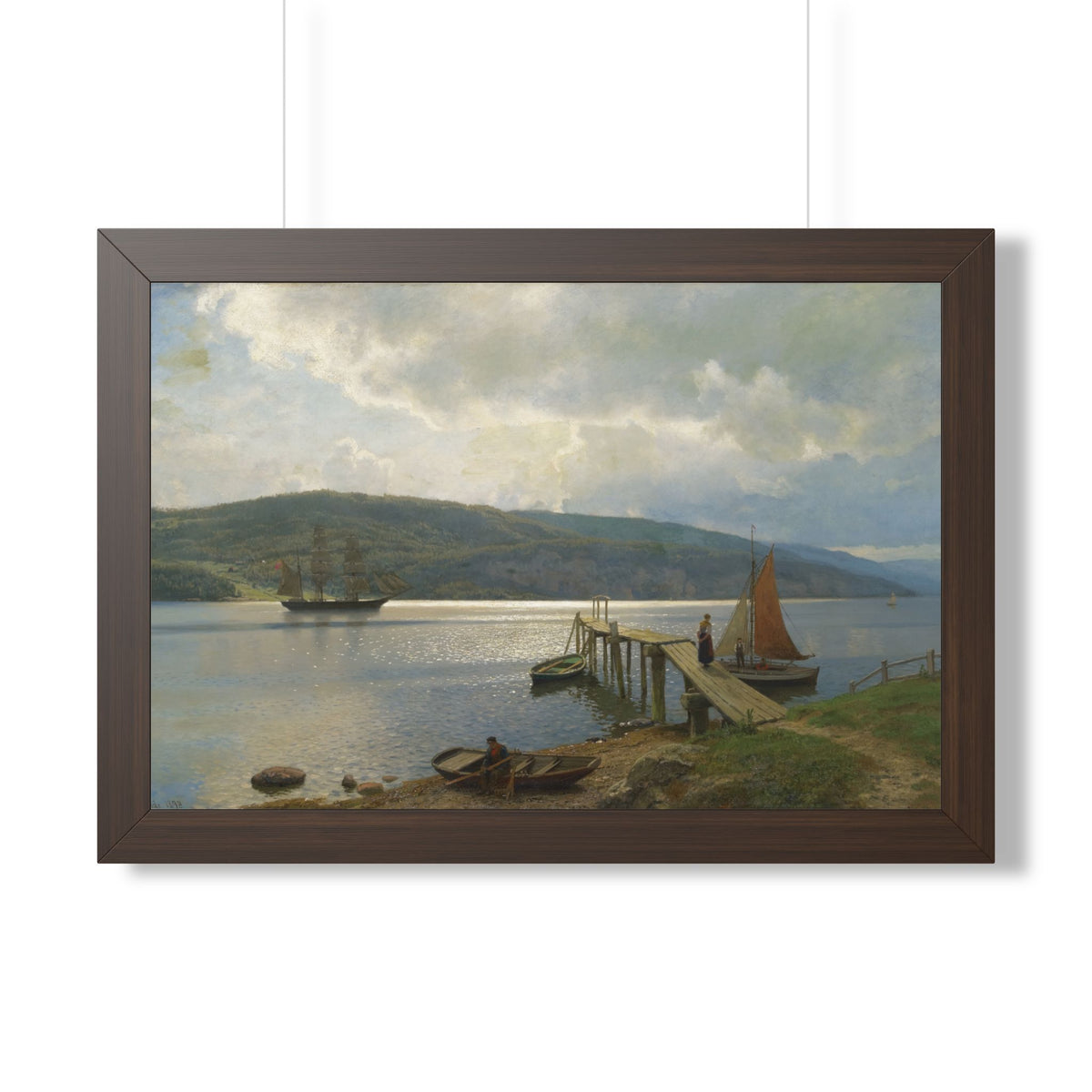 The Jetty at Feste near Moss Framed Print | Hans Gude