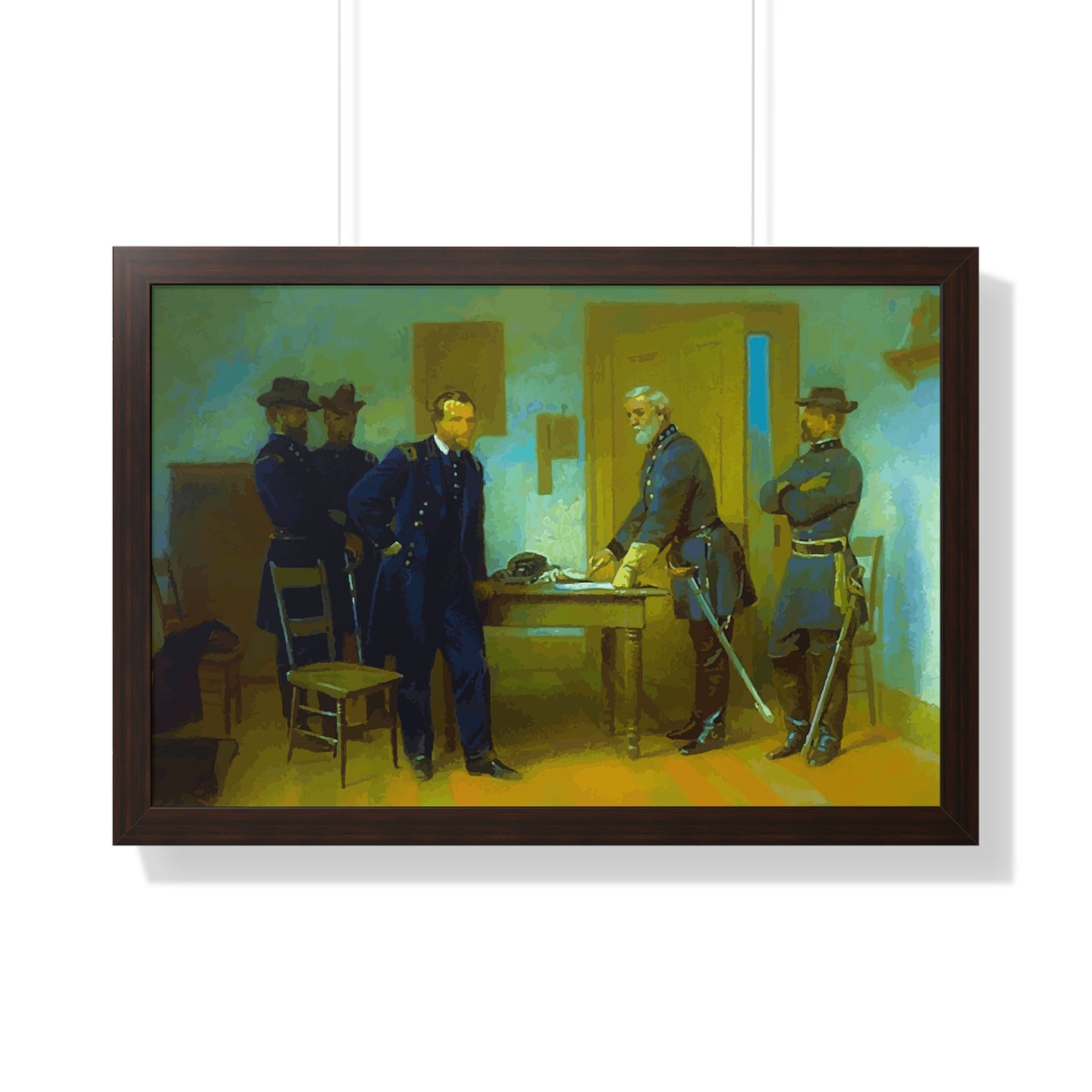 Robert E. Lee Surrenders at Appomattox to General Grant Framed Painting Poster