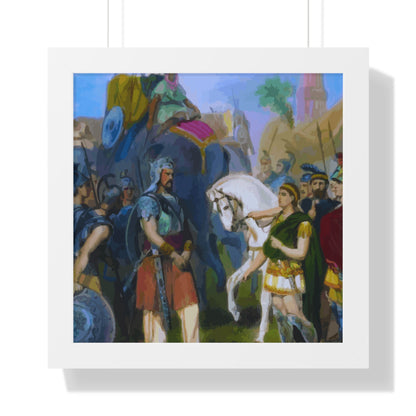 King Porus Surrender to Alexander the Great Framed Painting Poster