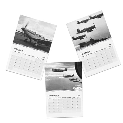 Vintage WW2 Black & White Aircraft 2027 Wall Calendar