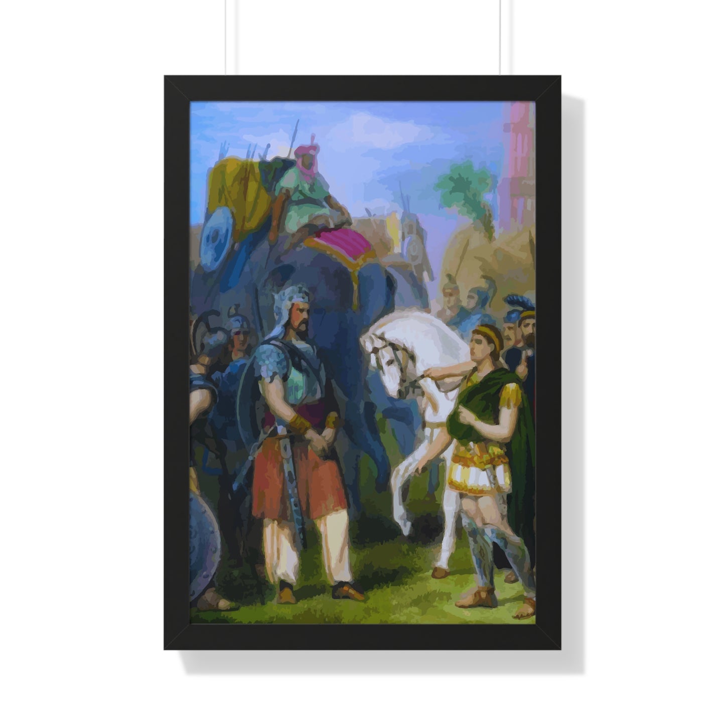 King Porus Surrender to Alexander the Great Framed Painting Poster