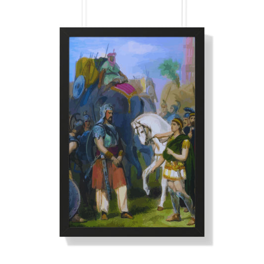 King Porus Surrender to Alexander the Great Framed Painting Poster