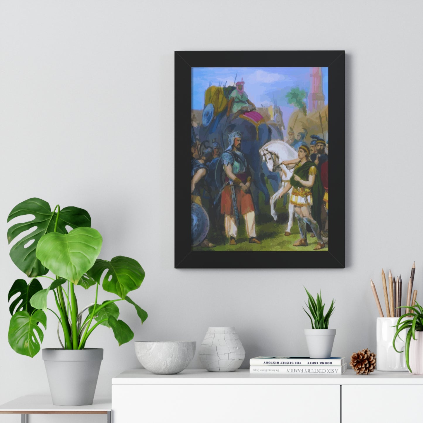 King Porus Surrender to Alexander the Great Framed Painting Poster