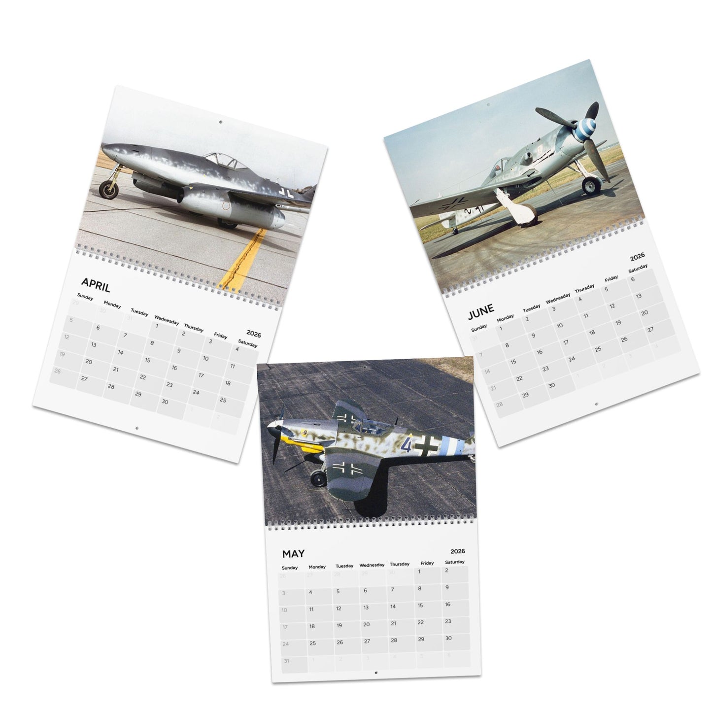 Vintage World War 2 Aircraft 2026 (Grid Style) Calendar