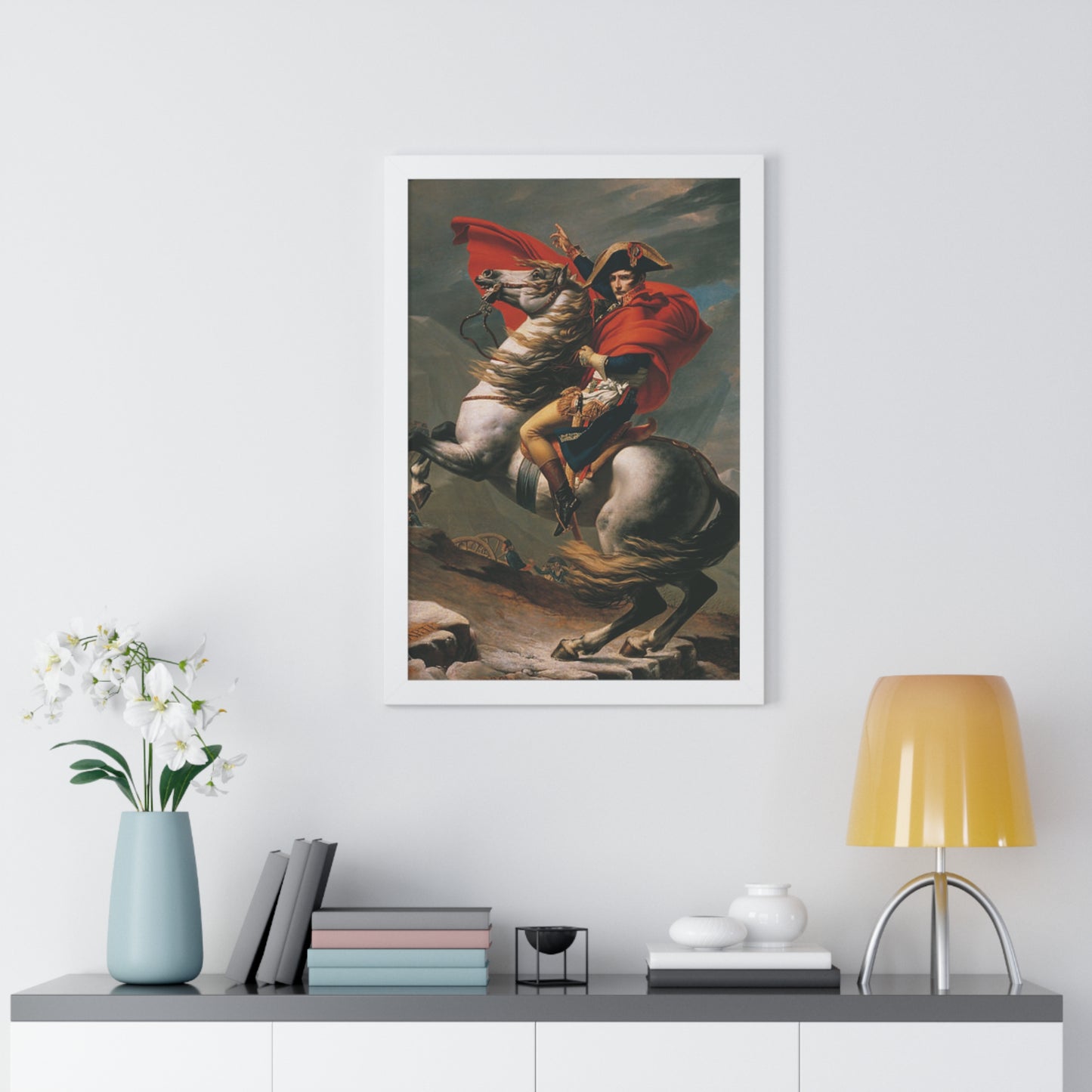 Historical Napoleon Bonaparte at the Great St. Bernard Mountain Alps Painting Poster