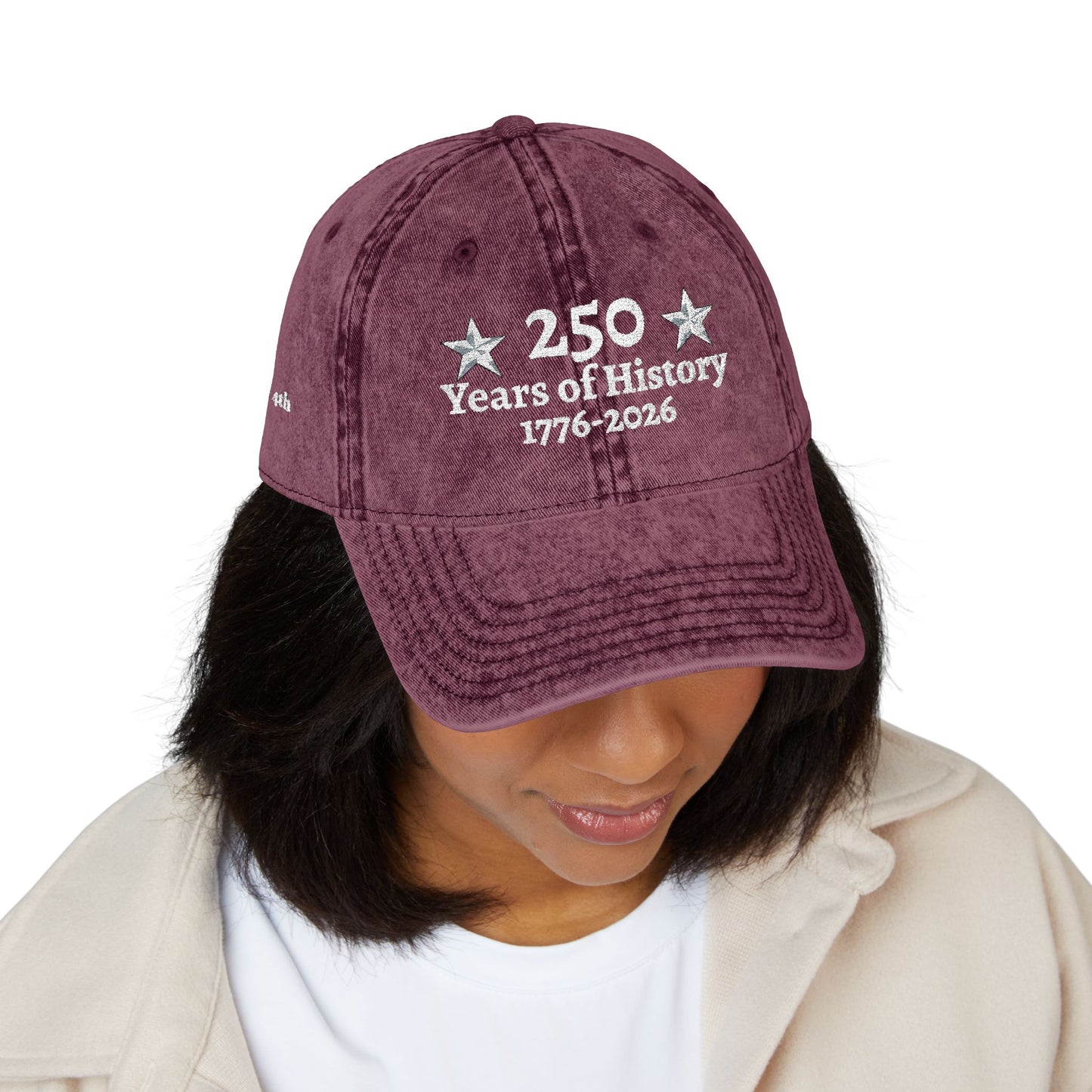 250 Years of History 1776-2026  Embroidered Vintage Hat