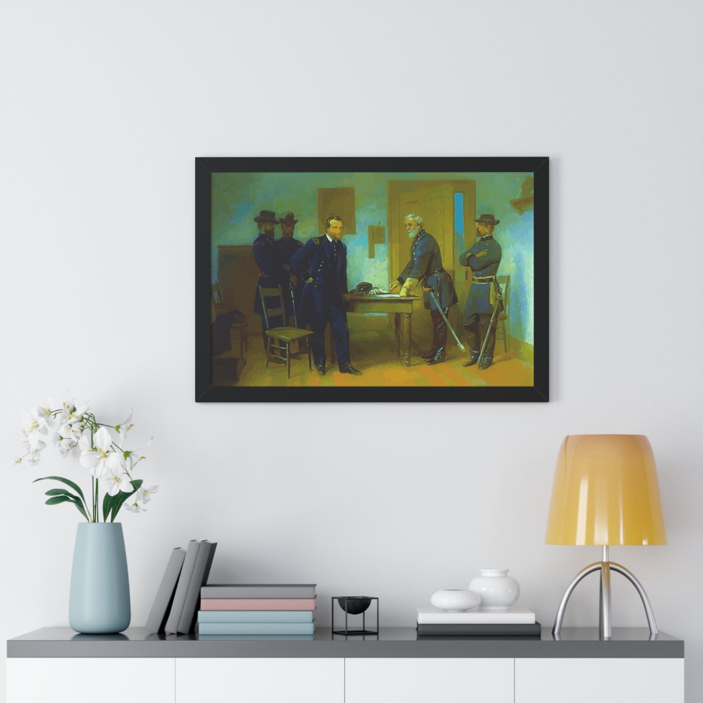 Robert E. Lee Surrenders at Appomattox to General Grant Framed Painting Poster