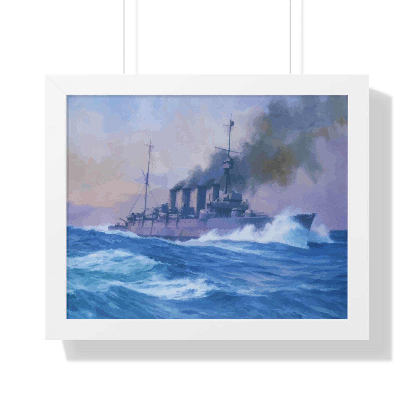 HMS Southampton at the Battle of Jutland Framed Painting Poster