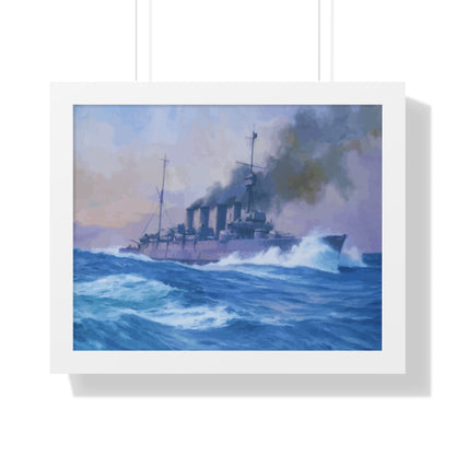 HMS Southampton at the Battle of Jutland Framed Painting Poster