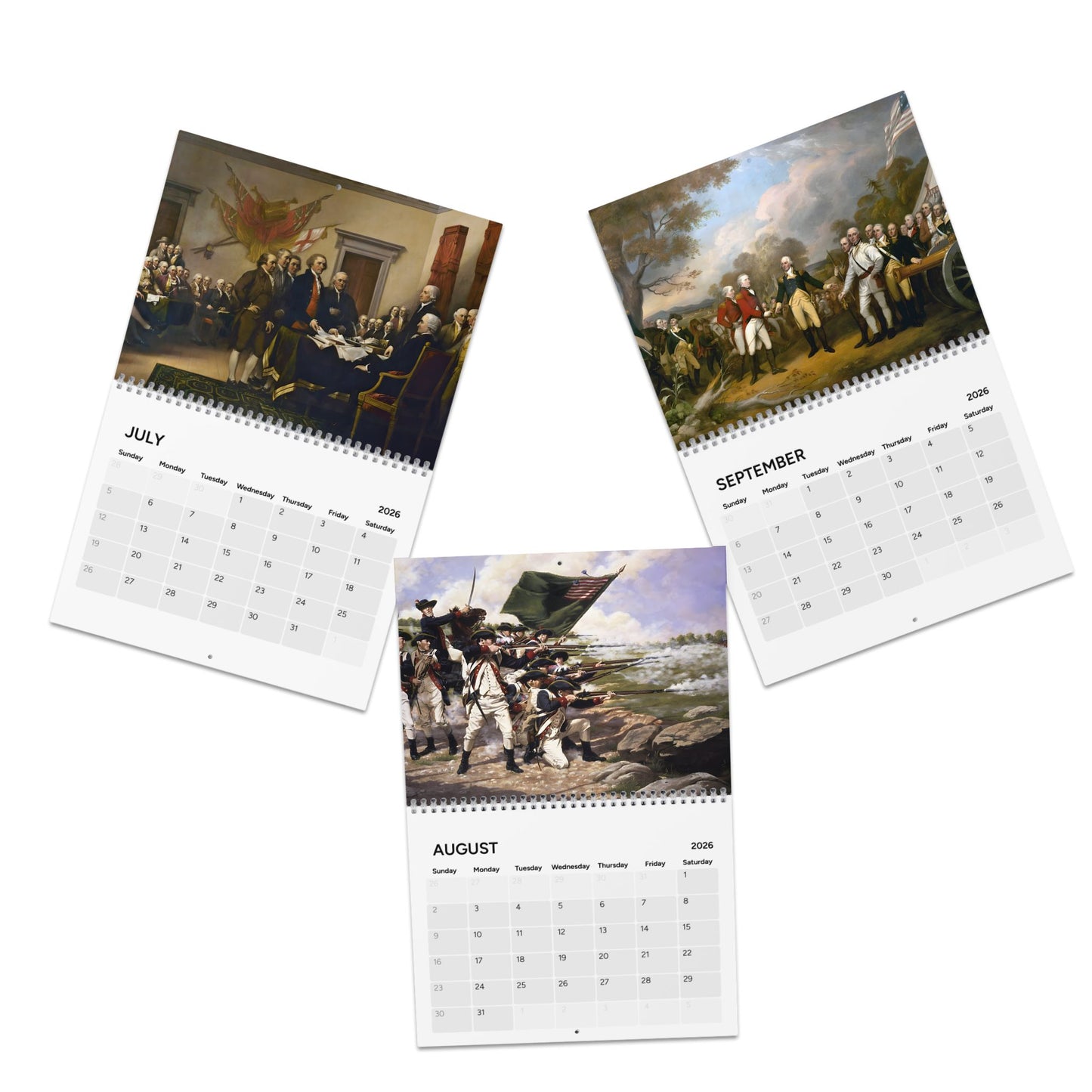 Revolutionary War 2026 Calendar (Grid Style)