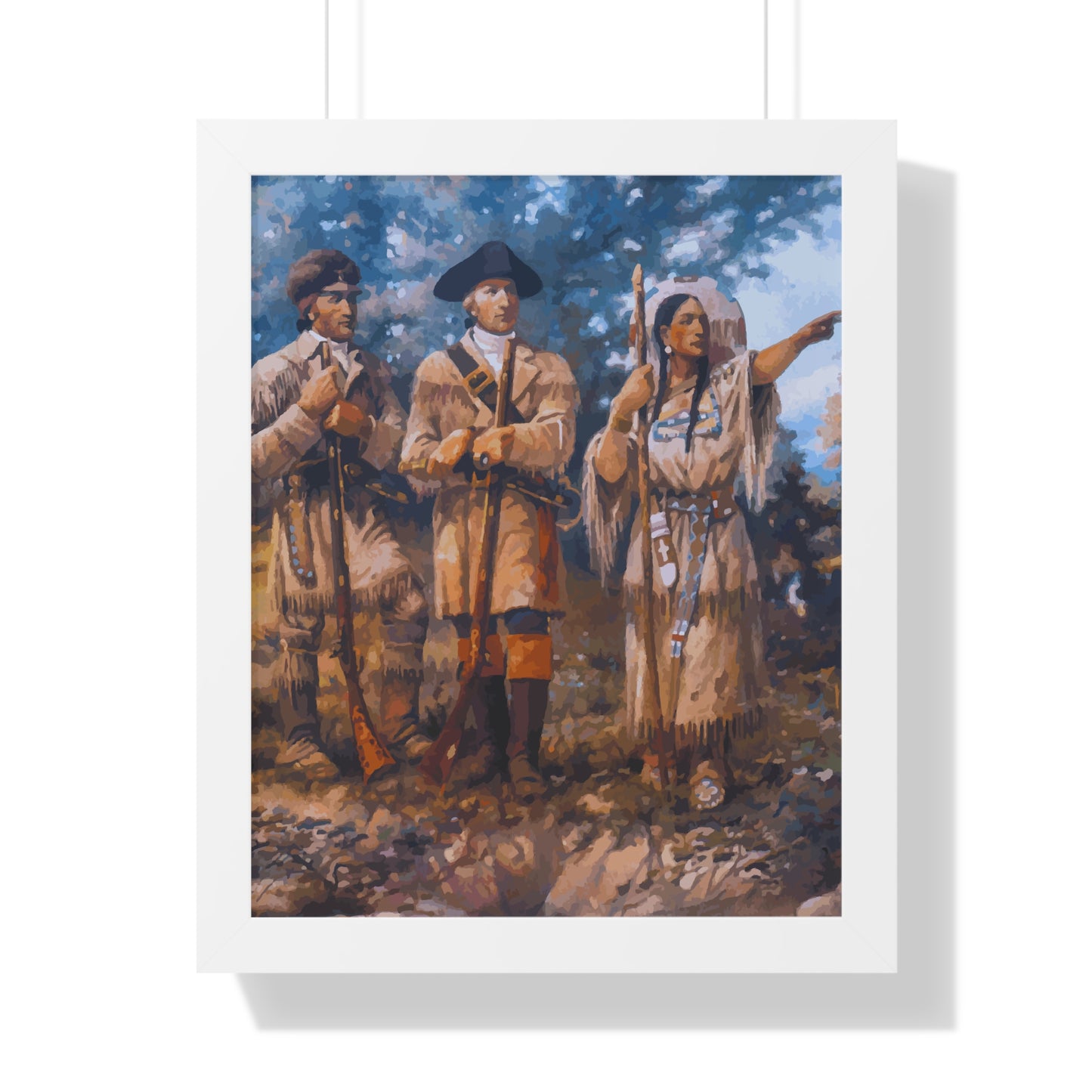 Meriwether Lewis, William Clark, and Sacagawea Framed Painting Poster