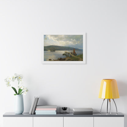 The Jetty at Feste near Moss Framed Print | Hans Gude