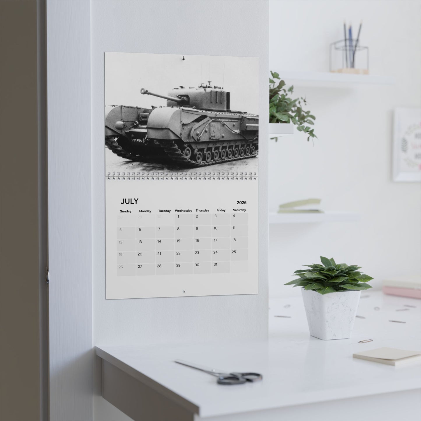 Vintage World War 2 Tank (Grid Style) Calendar