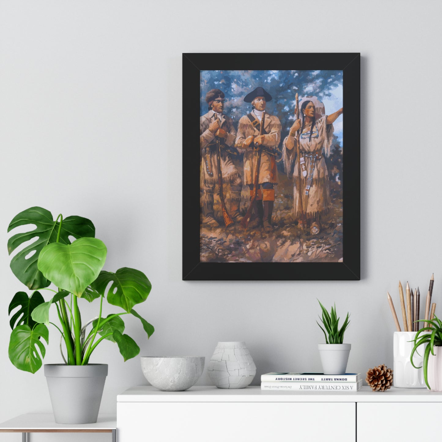 Meriwether Lewis, William Clark, and Sacagawea Framed Painting Poster