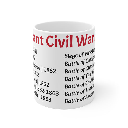 Civil War History Mug with Battle Dates for History Enthusiasts