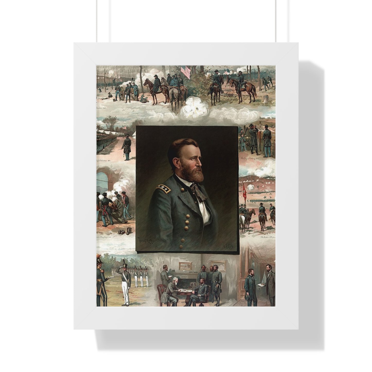 Historical Ulysses S. Grant from West Point to Appomattox Framed Painting Poster