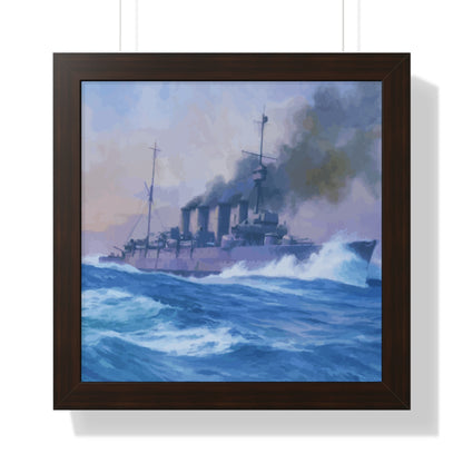 HMS Southampton at the Battle of Jutland Framed Painting Poster