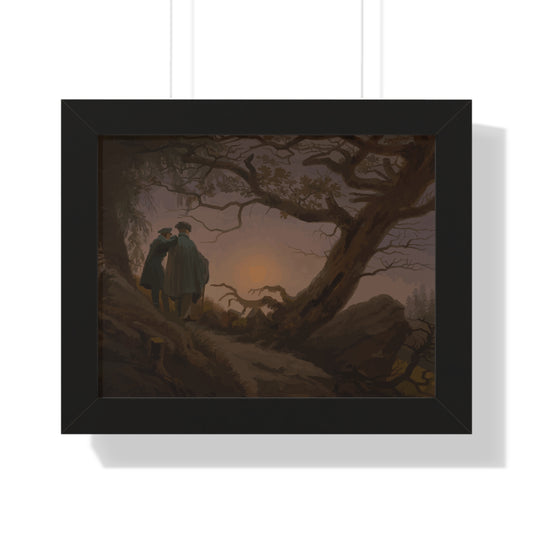 Historical Two Men Contemplating the Moon Framed Painting Poster