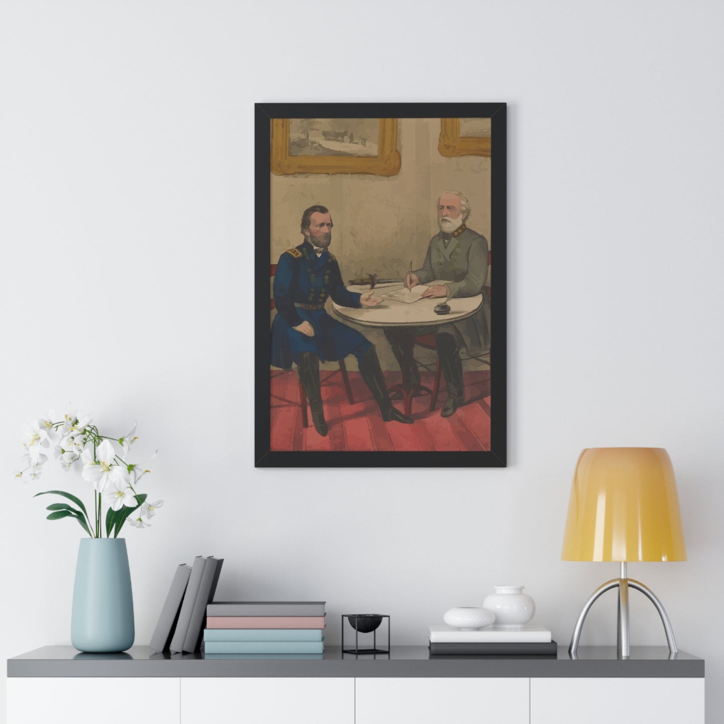 Robert E. Lee's Surrender at Appomattox Framed Painting Poster