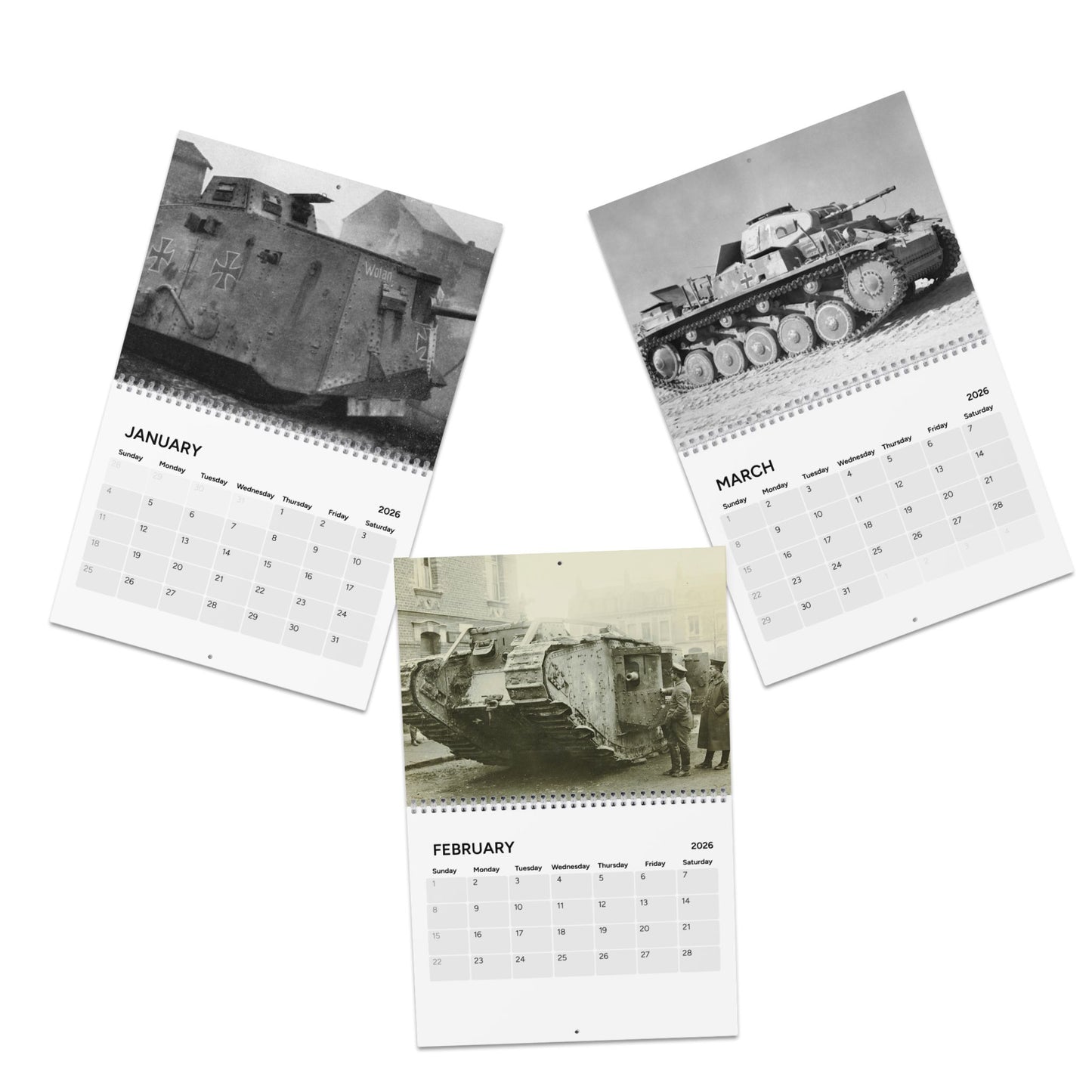 Tanks Throughout History 2026 (Grid Style) Calendar