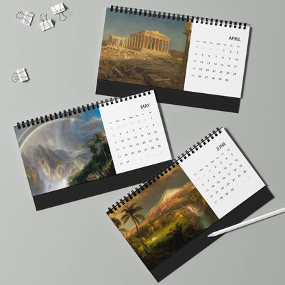 2027 Scenic Landscape Desktop Calendar (Grid Layout)