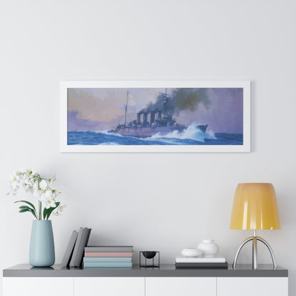 HMS Southampton at the Battle of Jutland Framed Painting Poster