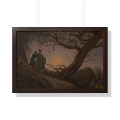 Historical Two Men Contemplating the Moon Framed Painting Poster