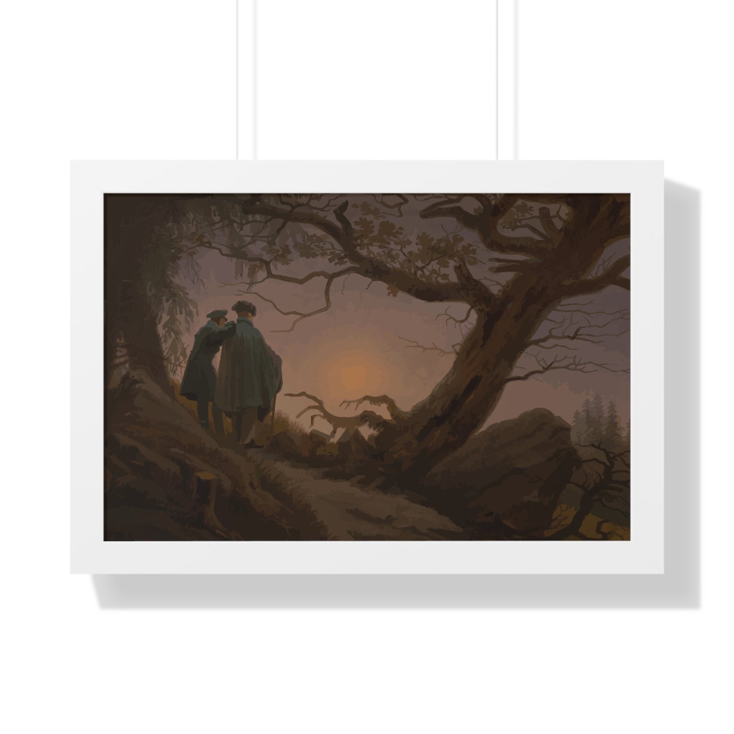 Historical Two Men Contemplating the Moon Framed Painting Poster