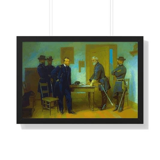 Robert E. Lee Surrenders at Appomattox to General Grant Framed Painting Poster