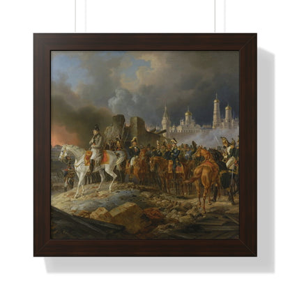 Napoleon Bonaparte in Burning Moscow Framed Painting Poster