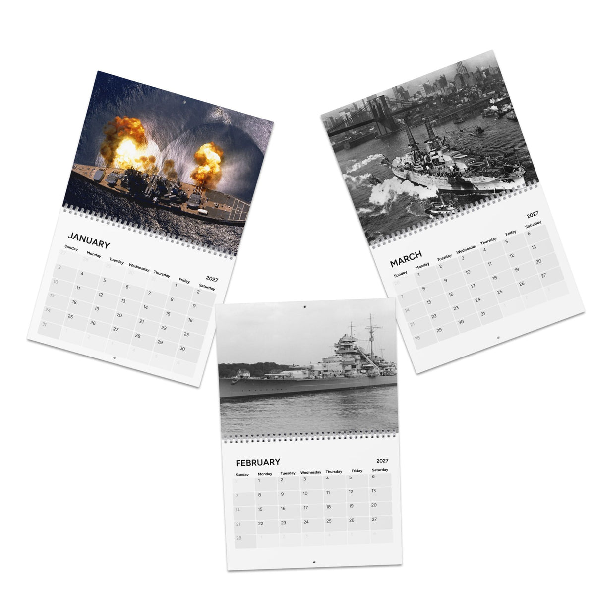 Vintage World War 2 Battleship 2027 Calendar