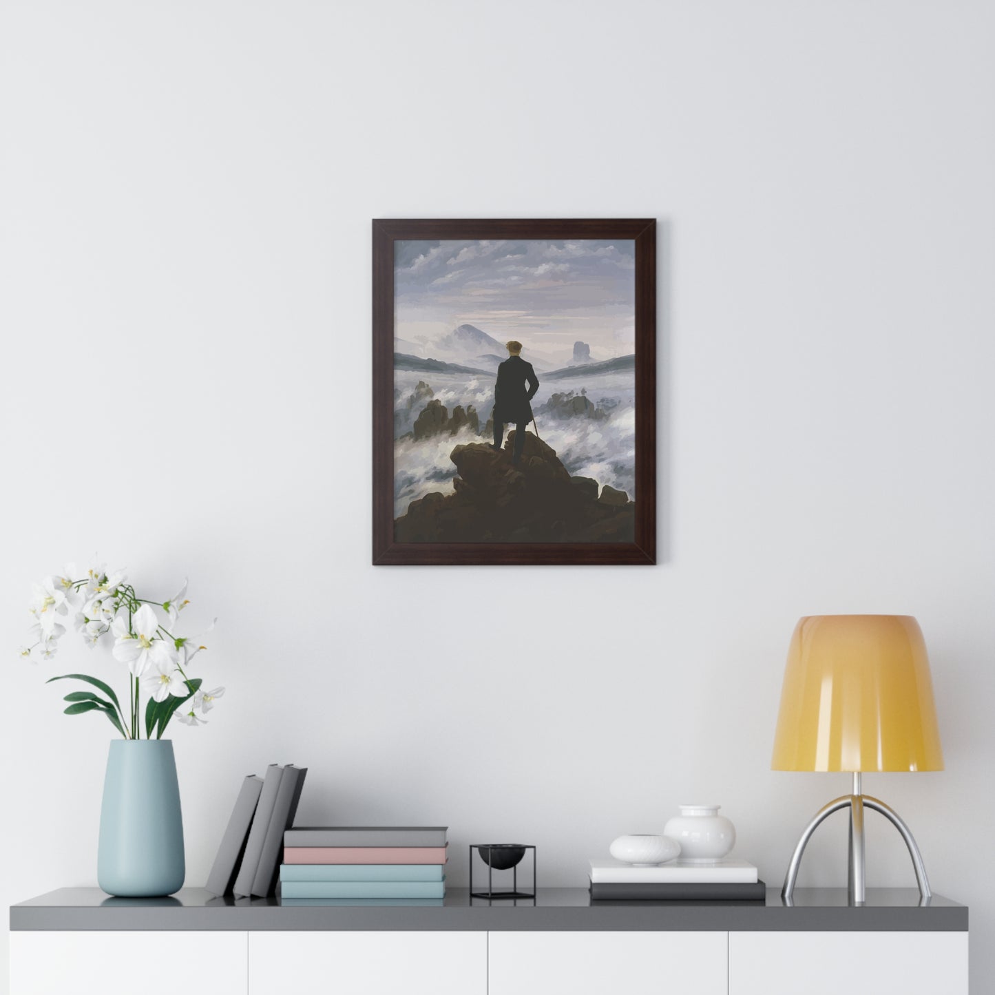 Historical Wanderer above the Fog Framed Painting Framed