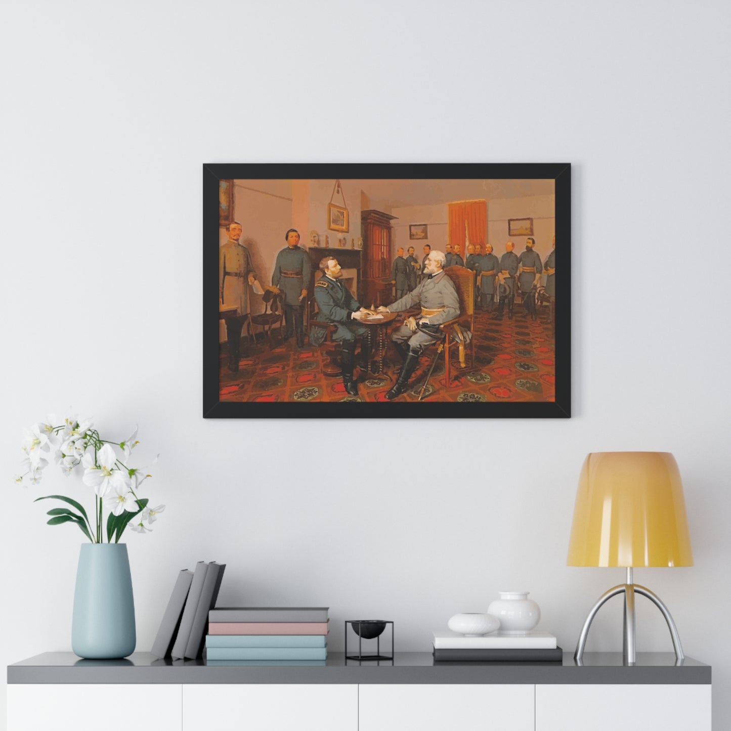 Robert E. Lee's Surrender at Appomattox Framed Painting Poster