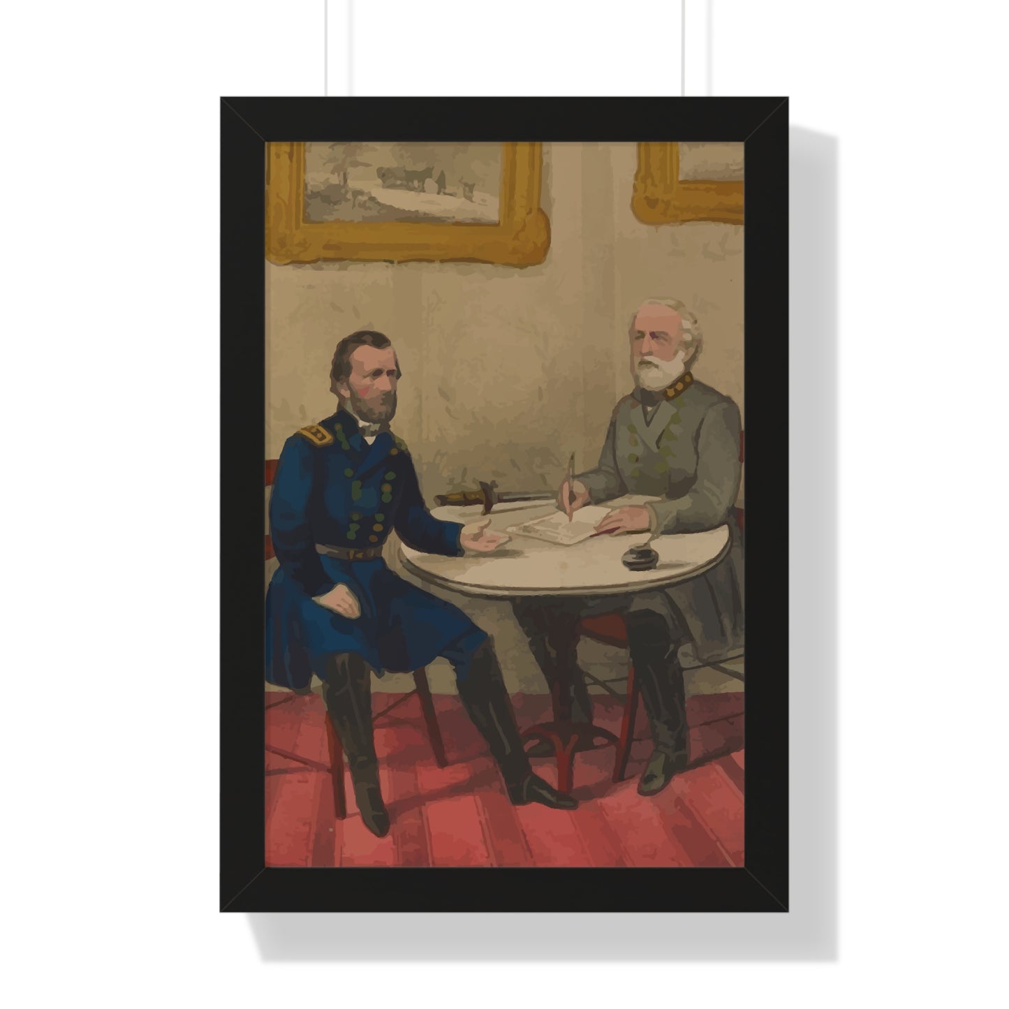 Robert E. Lee's Surrender at Appomattox Framed Painting Poster