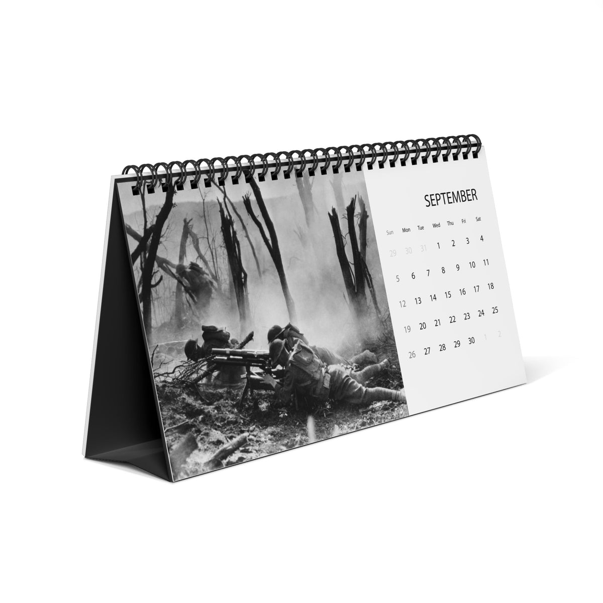 War History Desktop Calendar 2027 — World War I Vintage Photo Grid Calendar