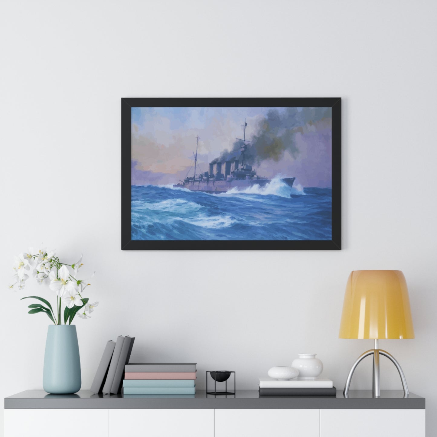 HMS Southampton at the Battle of Jutland Framed Painting Poster