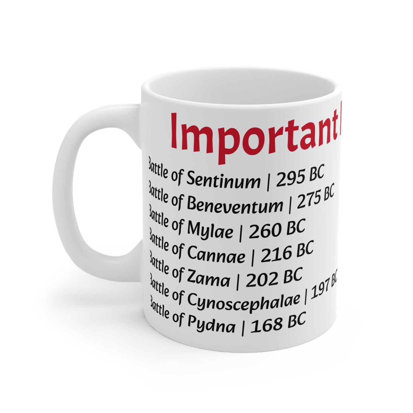 Roman History Mug with Battle Dates for History Enthusiasts