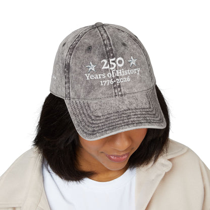 250 Years of History 1776-2026  Embroidered Vintage Hat