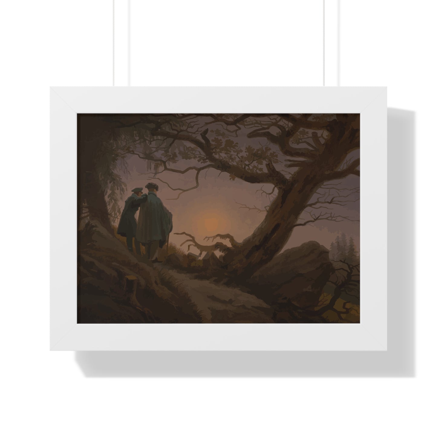 Historical Two Men Contemplating the Moon Framed Painting Poster