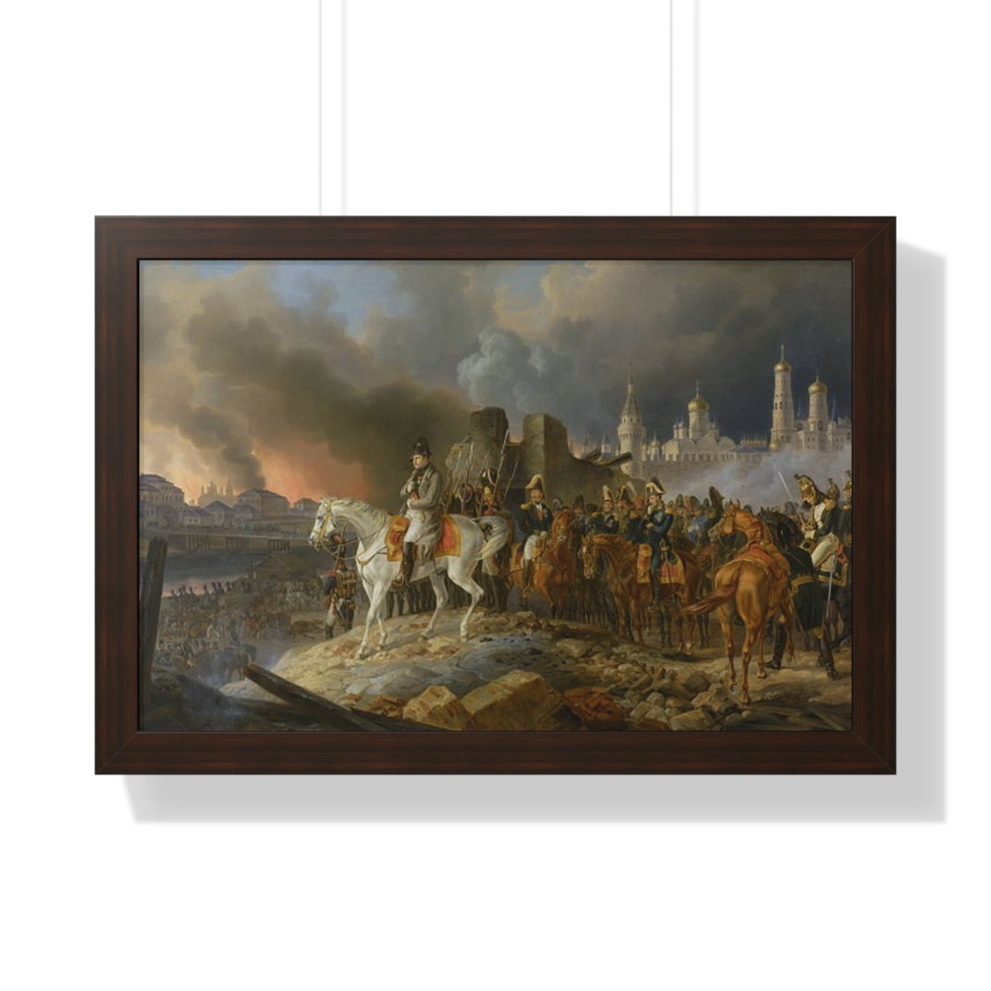 Napoleon Bonaparte in Burning Moscow Framed Painting Poster