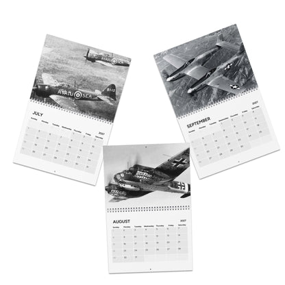 Vintage WW2 Black & White Aircraft 2027 Wall Calendar