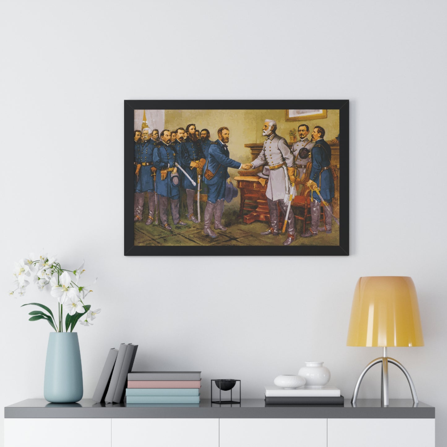 General Robert E. Lee surrenders at Appomattox Court House Framed Painting Poster