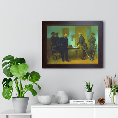 Robert E. Lee Surrenders at Appomattox to General Grant Framed Painting Poster